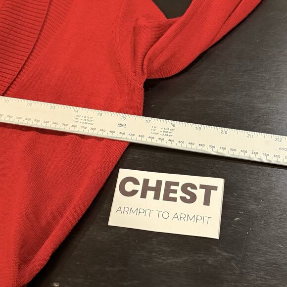 MARC NEW YORK Womens Size Small Red V-neck Long Sleeve Knit Belted Sweater Dress - Picture 6 of 7